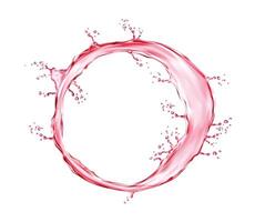 realistisch Rosa Wasser runden Kreis Spritzen Rahmen vektor