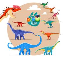 Karikatur süß Dinosaurier Zeichen Aufkleber vektor