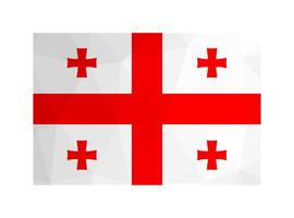 vektor isolerat illustration. nationell georgiansk flagga i röd och vit färger. officiell symbol av georgien Land fem korsa flagga. kreativ design i låg poly stil med triangel- former.