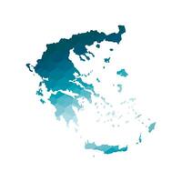 vektor isolerat illustration ikon med förenklad blå silhuett av grekland Karta. polygonal geometrisk stil. vit bakgrund.