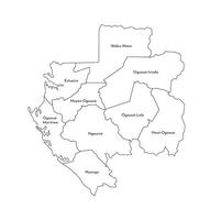 Vektor isoliert Illustration von vereinfacht administrative Karte von gabun. Grenzen und Namen von das Provinzen, Regionen. schwarz Linie Silhouetten.