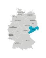 Vektor isoliert Illustration von vereinfacht administrative Karte von Deutschland. Blau Silhouette von Sachsen Zustand. grau Silhouetten. Weiß Gliederung