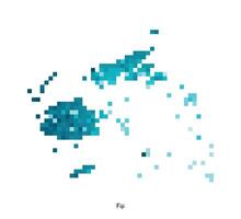vektor isolerat geometrisk illustration med förenklad isig blå silhuett av fiji Karta. pixel konst stil för nft mall. prickad logotyp med lutning textur för design på vit bakgrund