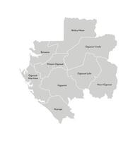 Vektor isoliert Illustration von vereinfacht administrative Karte von gabun. Grenzen und Namen von das Provinzen, Regionen. grau Silhouetten. Weiß Gliederung