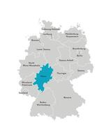 vektor isolerat illustration av förenklad administrativ Karta av Tyskland. blå silhuett av hesse stat. grå silhuetter. vit översikt