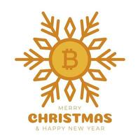 Frohe Weihnachten-Bitcoin-Symbol-Banner. Bitcoin-Zeichen als Weihnachtskugel Kugel hängende Grußkarte. Vektorgrafik für Weihnachten, Finanzen, Neujahr, Bankwesen, Geld vektor