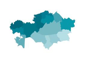 vektor isolerat illustration av förenklad administrativ Karta av Kazakstan. gränser av de regioner. färgrik blå kaki silhuetter.