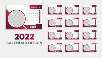 2022 Tischkalenderdesign und Kalendervorlage