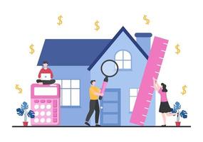 hypotekslån skuldinstrument som är säkrade av fastighetstillgångar såsom fastighetstjänster, hyra, köp av bostad eller auktionshus. bakgrund vektor illustration