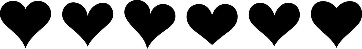 hjärta vektor former, kärlek symbol silhuetter platt ikon uppsättning isolerat