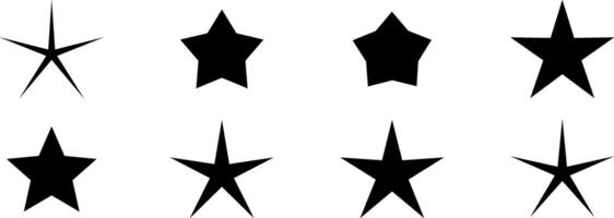 einfach Star Vektor Formen, Starburst Silhouette traditionell Sterne, Clip Kunst Übelkeit Satz, isoliert