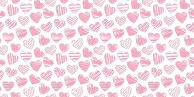 Rosa Herz Muster Hintergrund Hand gezeichnet texturiert Herzen, Vektor Valentinstag Tag Hintergrund Design