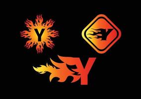 Fire y Letter Logo und Icon-Design-Vorlage vektor