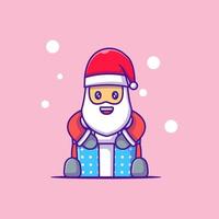 süße Illustration von Weihnachtsmann mit Geschenkbox Frohe Weihnachten vektor