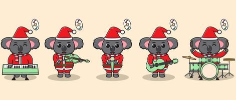 Vektor-Illustration von niedlichen Koala Weihnachtsmann spielen ein Musikinstrument vektor
