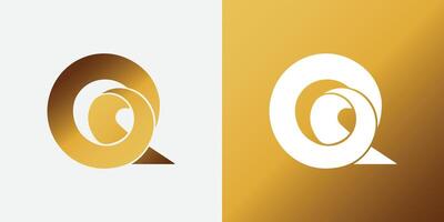 lyx gyllene brev q logotyp design med kurvor. q logotyp design premie vektor mall