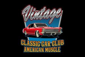 Vintage Classic Car Club American Muscle Illustration Design vektor