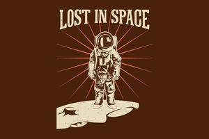 Astronaut verloren im Weltraum-Silhouette-Design vektor
