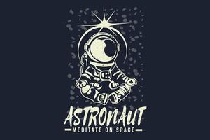 Astronaut meditiert über Weltraum-Silhouette-Design vektor