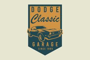 Dodge klassisk garagebil siluettdesign vektor