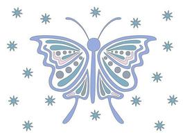 samling av fjärilar i pastellfärger designade i doodle-stil vektor