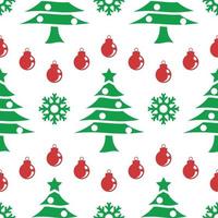 Weihnachtsmusterdesign, eingearbeiteter Baum, Schneeflocke und Ballelement vektor