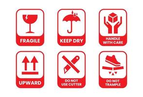 Verpackungssymbole, zerbrechliches und Verpackungspflegeetikett, Vektorillustration vektor