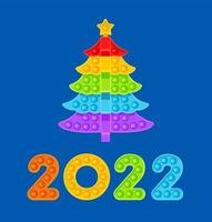 Weihnachtsbaum und farbige Zahlen 2022. neues Jahr, Anti-Stress-Spielzeug. Vektorillustration auf blauem Hintergrund vektor