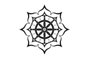 dharma hjul logotyp ikon. buddhism helig lotusblomma symbol. dharmachakra, åtta kronblad. vektor illustration isolerad på vit bakgrund