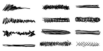 uppsättning handritade linjer. doodle designelement med understrykning, klotter, swashes, svep. virvla runt. vektor illustration