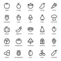 Obst- und Gemüse-Icon-Pack für Ihr Website-Design, Logo, App, Benutzeroberfläche. Obst und Gemüse Symbol Umrissdesign. Vektorgrafiken und bearbeitbare Striche. vektor
