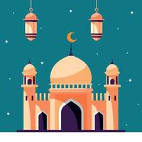 ramadan kareem hälsning kort med taj mahal. islamic Semester. arabicum arkitektur. vektor