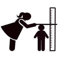 Vektor ein Frau ist Messung ein Kinder Höhe Illustration