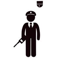 Porträt ein Polizei Mann Sicherheit halten Walkie Talkie Vektor Illustration