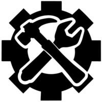 Vektor die Einstellungen Symbol mit Hammer und Schlüssel isoliert auf Weiß Hintergrund Illustration