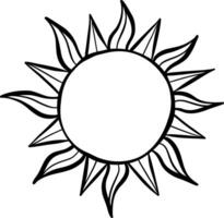 einfach Sonne Linie eart Vektor Gekritzel, Hand gezeichnet Sonnenstrahlen, isoliert