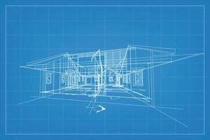 3d framställa av byggnad trådmodell strukturera. perspektiv trådmodell av hus exteriör. abstrakt konstruktion grafisk aning. vektor. vektor