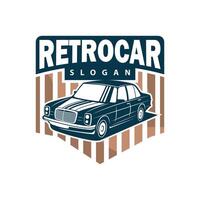 klassisch Auto Logo Design Abzeichen Briefmarke Vektor Fahrzeug Muskel Auto alt Jahrgang retro Vorlage Illustration