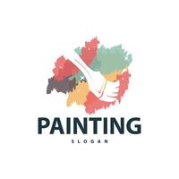 måla logotyp enkel vägg måla borsta design med färgrik elegant vektor mall