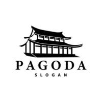 Buddhist Kultur Gebäude Pagode Logo Vektor Jahrgang Design einfach minimalistisch Illustration