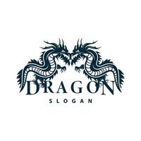 Drachen Logo einfach Design Tier Legende Drachen Silhouette Illustration Vorlage vektor