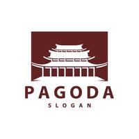 Buddhist Kultur Gebäude Pagode Logo Vektor Jahrgang Design einfach minimalistisch Illustration