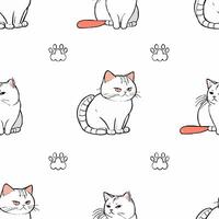 nahtlos Muster von Katzen und Pfote druckt ein spielerisch und charmant Bild vektor
