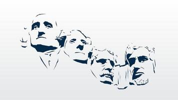 vektor illustration bakgrund, baner, och affisch av amerikan presidenter. Abraham Lincoln, george Washington, Thomas Jefferson, theodore roosevelt.mount Rushmore silhuett i blå Färg.