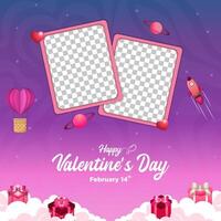Vektor Valentinstag Tag Sozial Medien Post Vorlage