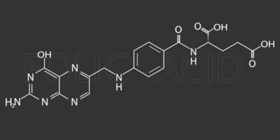 folic syra molekyl skelett- kemisk formel vektor