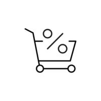 handla vagn förbi procent minimalistisk översikt ikon för butiker och butiker. lämplig för böcker, butiker, butiker. redigerbar stroke i minimalistisk översikt stil. symbol för design vektor