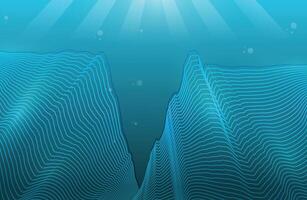 vektor blå mariana dike under vattnet hav teknologi linje konst illustration