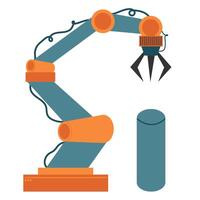industriell robotar manipulatorer. robotiserad ärm, modern industri robotiskt teknologi, transportband. fabrik maskineri automatisk. vektor