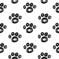 nahtlos Hintergrund mit handgemalt Fußabdrücke von Katze Pfoten. Verpackung Papier, Tinte, Hintergrund, Muster. vektor